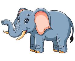 Happy cute elephant cartoon isolated on a white background. Simple, playful design with big ears and a joyful expression. Perfect for children illustrations or fun projects. vector