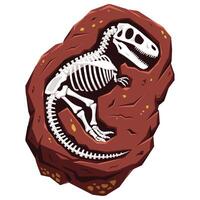 Cartoon illustration of a Tyrannosaurus rex fossil, featuring a playful and detailed dino skeleton. design isolated on a white background. vector