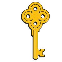 Classic key icon. Simple illustration of an old fashioned key isolated on white background. vector
