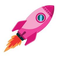 Pink rocket launcher startup icon. illustration of a modern, minimalistic rocket symbolizing business growth, innovation, and new beginnings. vector