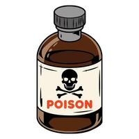 Poison bottle icon. Flat design representing toxicity, danger, or medicine. Isolated on a white background. vector