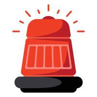 Red fire alarm siren, Flat illustration isolated on a white background, ideal for emergency, safety, and alert related themes. vector