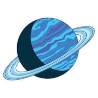 Uranus planet illustration in cartoon style. Simple flat design with light blue tones and subtle rings, isolated on a white background. vector