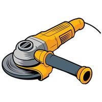 Angle grinder illustration. Handheld power tool with a rotating disc, used for cutting, grinding, and polishing. Isolated on a white background, ideal for construction and repair designs. vector
