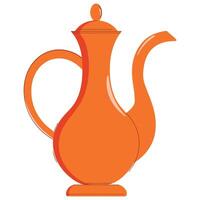 oriental jug, illustration of a flat pitcher isolated on a white background. Perfect for representing Arabic style coffee or tea dishes in a charming cartoon style. vector