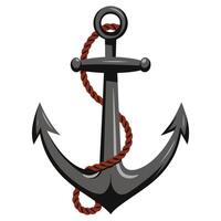 Vintage nautical anchor with twisted rope and wooden crossbar. A detailed maritime symbol, perfect for sailing, navy, marine, ocean, sea travel, fishing, coastal themes. vector
