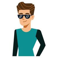 Young man cartoon, illustration. Clean, simple design with vibrant colors, ideal for character designs, animations, or profile avatars. Features a modern and youthful appearance. vector