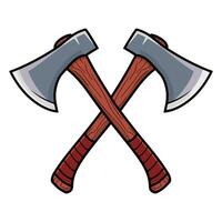 Axe , featuring crossed axes, including a firefighter axe. Ideal for fire service themes and illustrations related to firefighting and emergency response. Perfect for graphic designs and logos. vector