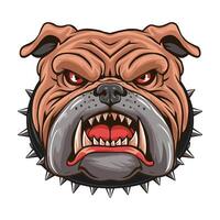 Angry bulldog face with red eyes. vector