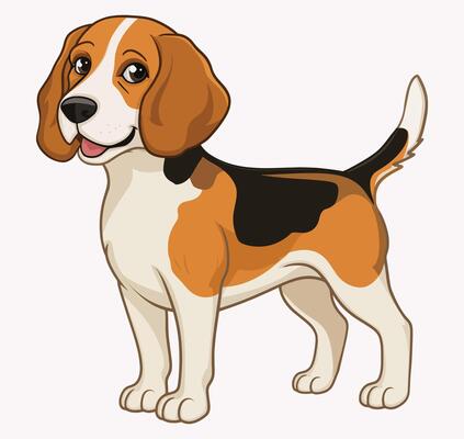 Beagle illustration isolated on white background in cartoon style