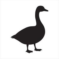 Black runner duck silhouette, isolated on a white background. icon illustration vector