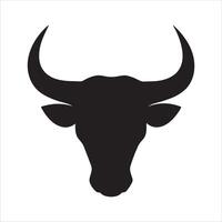 Cow skull silhouette, illustration design on a white background. Ideal for rustic, western, and animal graphics. vector