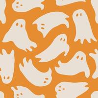 Halloween seamless pattern with cute ghosts. vector
