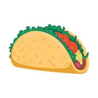 Grilled beef taco with fresh tomato salsa, illustration on a white background. vector