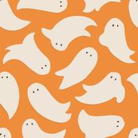 Halloween seamless pattern with ghosts. vector