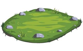 Landscape with grass and stones, element of nature and forests. Flat cartoon illustration ideal for backgrounds, lawns, and forest designs. Perfect for platforms and environmental. vector