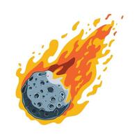 Meteor with trail of fire. Cartoon flat illustration of a comet with a tail vector