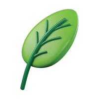 Leaf icon. 3D illustration in cartoon minimal style, representing ecology, bio, and natural vector
