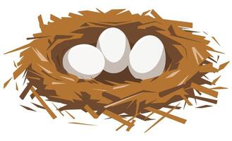 Nest with an egg, a place for chicks. Cartoon flat illustration representing nature and wildlife. Ideal for forest themes and birdhouse designs. Perfect for enhancing environmental projects. vector