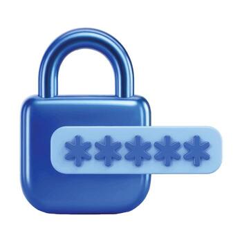 Padlock and password icon, 3D render. Represents PIN code password protection and security vector