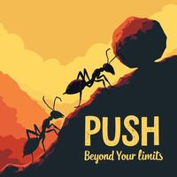 Push Beyond Your Limits inspirational quotes poster design template. Represents growth, success, skill development, and motivation. Ideal for motivational and learning themes. vector