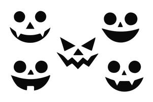 Set of scary monster faces with Jack O' Lantern pumpkin icons for Halloween vector
