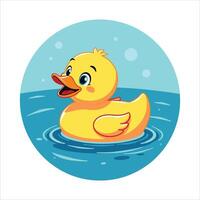 Rubber duck bath icon, illustration. Ideal for baby care, bath time, and playful design themes. vector