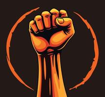 Revolution hand with clenched fist, raised for freedom. illustration symbolizing proletarian revolution, freedom, and protest. Ideal for activism, political, and social justice designs. vector