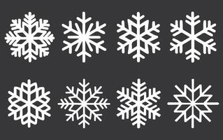 Snowflake icon set featuring various winter ice crystals. Ideal for Christmas and seasonal designs. vector
