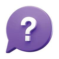 Speech bubble with a question mark, 3D icon in cartoon minimal style. Represents FAQ, support, and help concepts. Ideal for customer service and assistance themes. vector