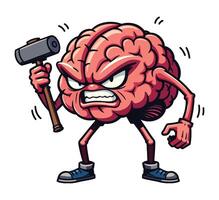 Brain character with cute face . Adorable brain illustration with a smiling expression, isolated on a white background. Perfect for educational or health-related designs. vector