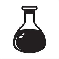 Volumetric flask icon silhouette, illustration on a white background. Ideal for science and laboratory-themed designs. vector