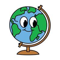 Cute globe model illustration. Cartoon style globe with a simple stand. vector