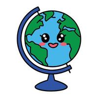 Cartoon globe model illustration. A cute and colorful globe on a stand, isolated on a white background. vector