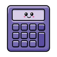 Cute kawaii calculator icon with a happy face. Simple and playful design. vector