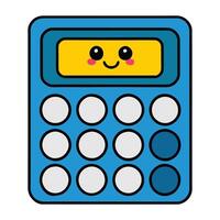 Kawaii calculator icon with a cute smiling face. Adorable and simple design. vector
