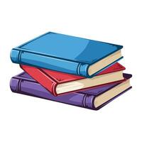 Stack of three colorful books illustration. Books of various colors neatly stacked, ideal for educational, library, reading designs. vector