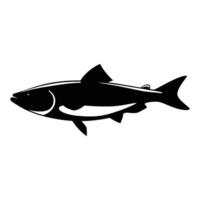 Black and white fish silhouette in side view, Simple illustration isolated. vector