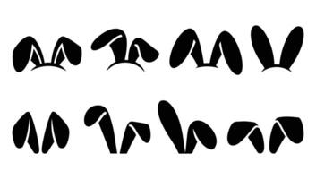 Collection of rabbit ears silhouettes for Happy Easter. Set of bunny ears icons, perfect for festive decorations, logos, and design elements. vector