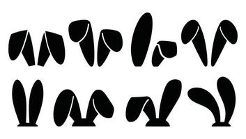 Set of rabbit ears silhouettes. Easter bunny ears icons collection for festive decorations and design elements. vector