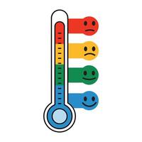 Thermometer Emotions Icons. Cute cartoon thermometers showing different temperatures with expressive faces. Perfect for weather, climate, and health related designs. vector