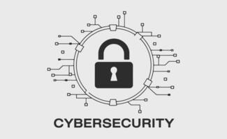 Cybersecurity technology with circuit board design. Futuristic hi tech abstract background featuring data protection, internet safety, personal information security. vector