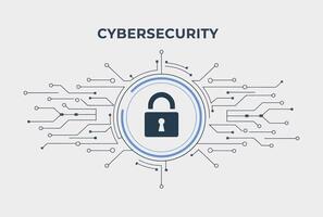 Cybersecurity technology with circuit board design. Futuristic hi tech abstract background featuring data protection, internet safety, and personal information security. vector