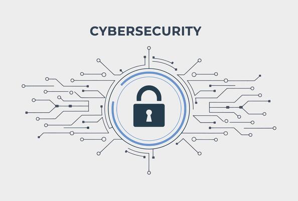 Cybersecurity technology with circuit board design. Futuristic hi tech abstract background featuring data protection, internet safety, and personal information security.