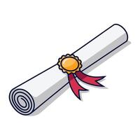 Diploma roll icon. Graduate letter with ribbon, symbolizing academic achievement. illustration isolated on a white background. vector