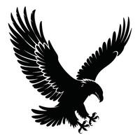 Eagle silhouette illustration with outstretched wings, showcasing a strong and dynamic pose. Isolated on a white background, ideal for logos and graphic designs. vector