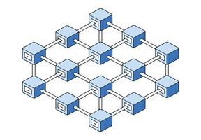 interconnected blocks forming a chain, representing conceptual blockchain technology. vector