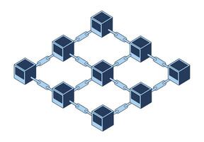interconnected blocks forming a chain, blockchain technology. Modern digital art with a sleek and abstract design. vector