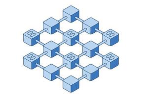 Illustration of interconnected blocks forming a chain, representing conceptual blockchain technology, Modern digital art. vector