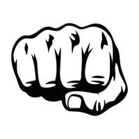 Hand punch fist illustration in a bold and dynamic style. Powerful clenched fist symbolizing strength and impact. Isolated on a white background. vector